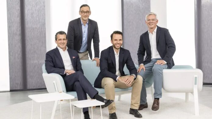 Das Management Board um CEO Nils Beckmann, Vertreter der vierten Generation, will mit der Namensänderung das internationale Wachstum des Unternehmens vorantreiben. Foto: (v.li. Jan Zimpelmann, Michael Klingel, Nils Beckmann, Marco Buschmeier) Dr. Beckmann Group